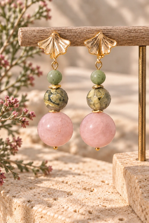 Pendientes de Morganita, Jaspe y Jade canadiense