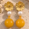 Pendientes de Resina africana, Aventurina y perla natural