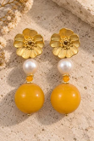Pendientes de Resina africana, Aventurina y perla natural