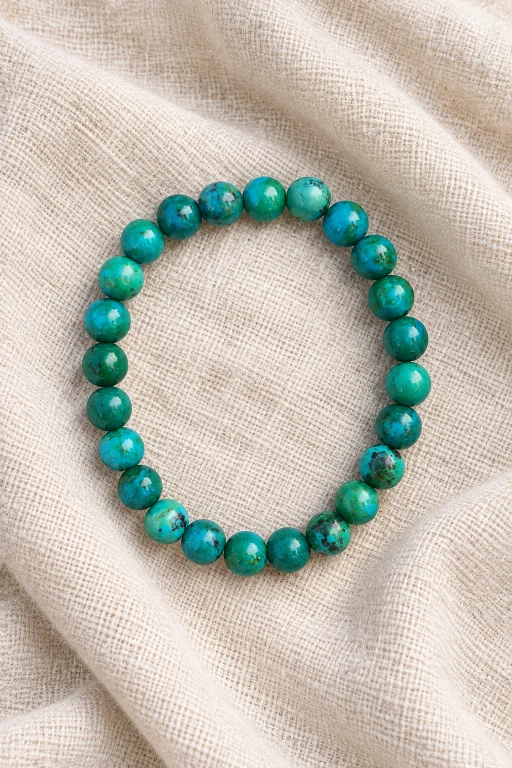 Pulsera de Crisocola, piedra natural bola 8 mm.