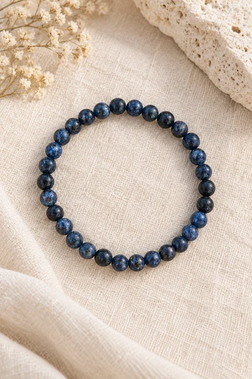 pulsera-de-espinela-azul-piedra-natural-bola-6-mm Pulsera de Espinela azul, piedra natural bola 6 mm.