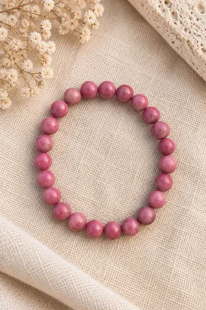 Pulsera de Rodonita, piedra natural bola 8 mm.