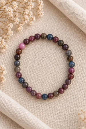 Pulsera de Zafiros, piedra natural bola 6 mm.